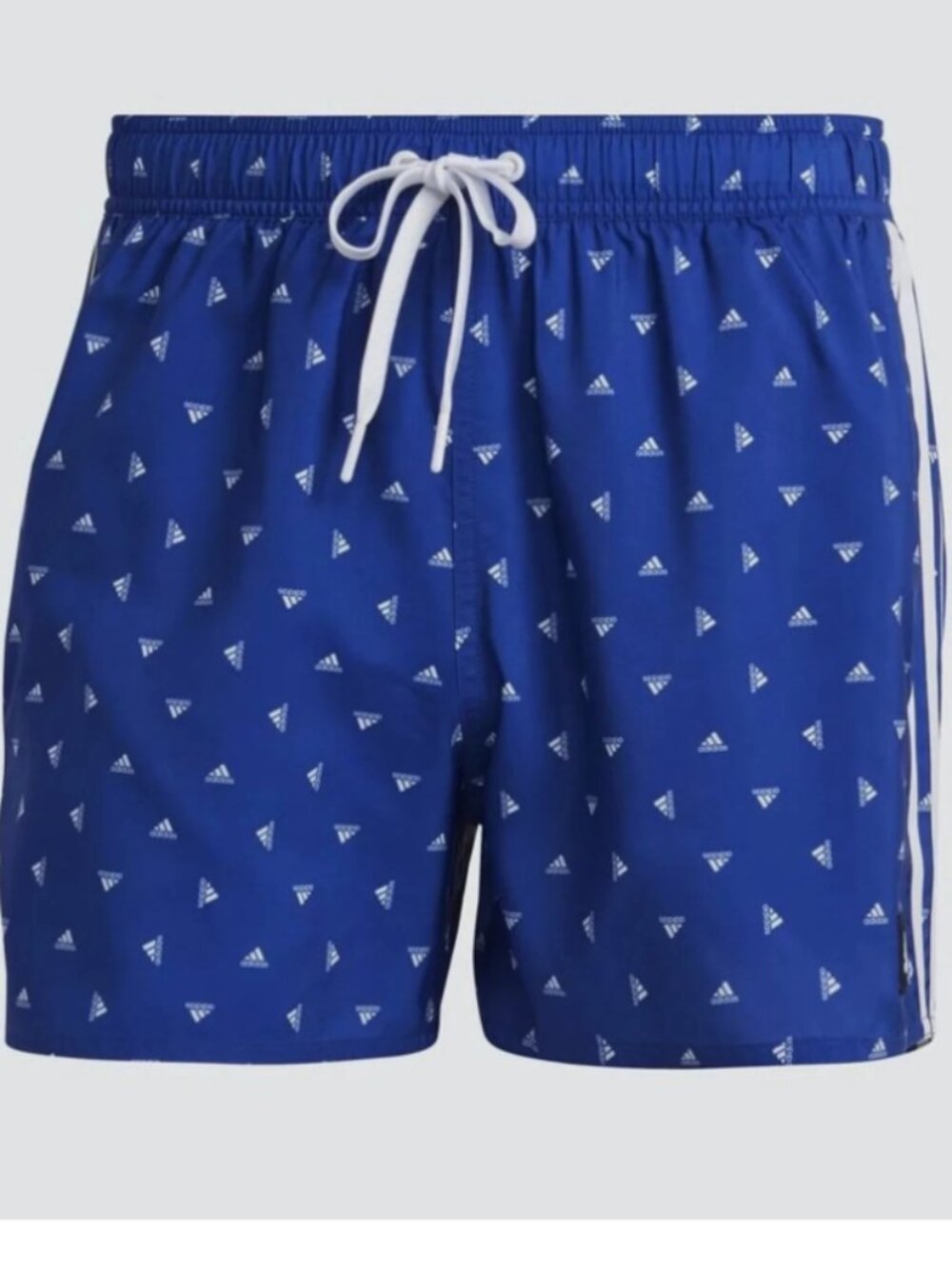 NEW Men's ADIDAS Mini Logo Blue 3 Stripe CLX Swim Shorts Size Large 3” Inseam